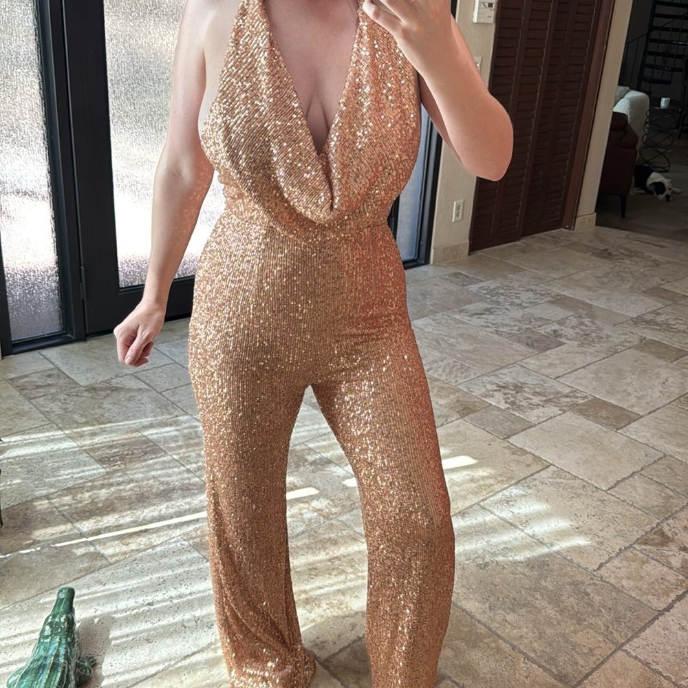NWT Elegant Rose Gold Jumpsuit